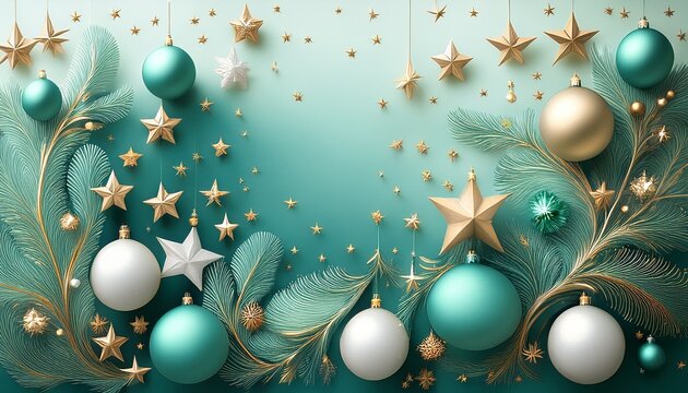 Weihnachtlicher Hintergrund Wallpaper Mit Christbaumkugeln Und Sternen Hintergrund Mint Sterne Kugeln Gold Silber Mint