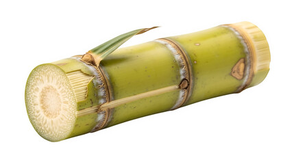 Sugarcane piece, isolated on white or transparent background, high resolution, studio lighting, sharp focus, clean cutout, minimal shadow, PNG format