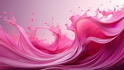 pink liquid splashing creating dynamic abstract waves