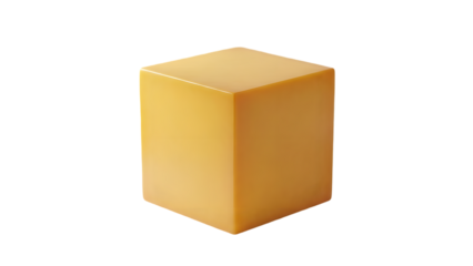 A 3d yellow cube isolated on transparent background