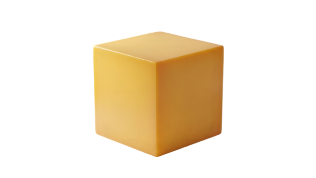 A 3d yellow cube isolated on transparent background - Powered by Adobe