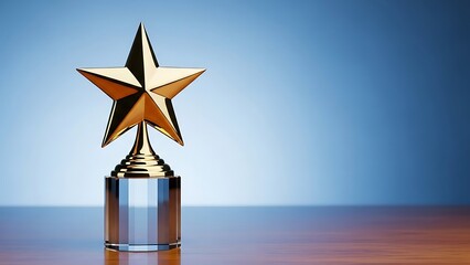 Golden star trophy on table
