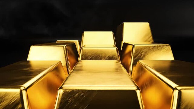Black abstract background with elegant gold bars increasing in height