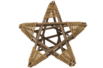 Woven star decoration wooden star craft handmade isolated on a transparent background