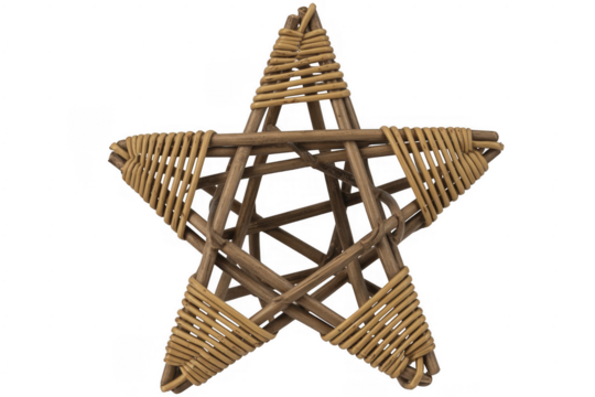 Woven star decoration wooden star craft handmade isolated on a transparent background - Powered by Adobe