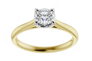 Gold ring with large diamond ring jewelry gold band isolated on a transparent background