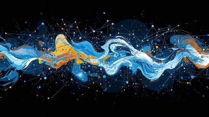 abstract motion background with bright colorful swirls and dots