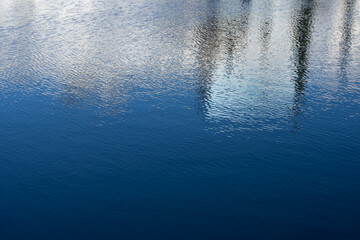blue water background with reflection 