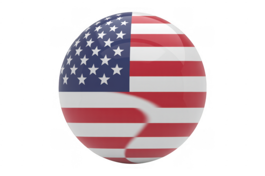 American flag painted on a sphere red white and blue isolated on a transparent background - Powered by Adobe