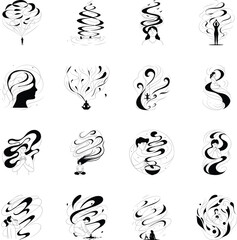 Obraz premium Set of Calmness Doodle Style Illustrations 