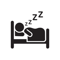Sleeping Person Icon &ndash; Bedtime, Rest, Night Sleep, Relaxation, Wellness, and Healthy Lifestyle Symbol for Graphic Design.