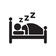 Sleeping Person Icon &ndash; Bedtime, Rest, Night Sleep, Relaxation, Wellness, and Healthy Lifestyle Symbol for Graphic Design.