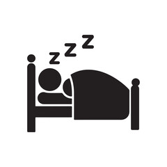 Sleeping Person Icon &ndash; Bedtime, Rest, Night Sleep, Relaxation, Wellness, and Healthy Lifestyle Symbol for Graphic Design.