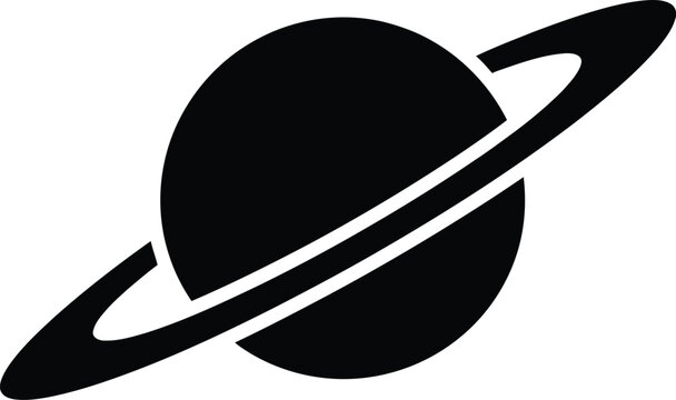 Simple black and white illustration of saturn planet