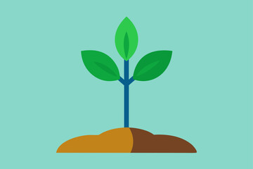 Minimalist Flat Vector Seedling Growing from Rich Soil Concept