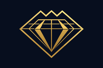 Luxury Geometric Diamond Gemstone Vector Icon with Elegant Lines