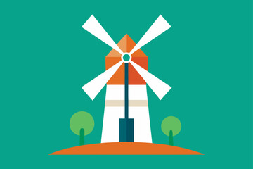 Minimalist Windmill Icon Representing Renewable Green Energy