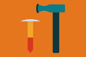 Simple Hammer and Nail Icon for Construction and DIY Projects