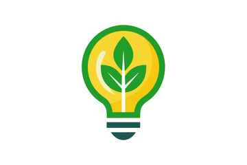 Eco Friendly Lightbulb with Green Leaf Inside Sustainability Concept