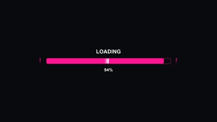 Progress bar animation displays loading status in science fiction style on black screen during digital content processing - Powered by Adobe
