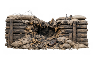 Destroyed world war one trench bunker ruins