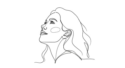 Woman Face Line Art Illustration Profile.