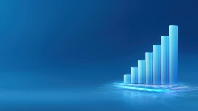 Abstract Blue Background with Growth Graph Representing Business Performance and Success in Financial Data Analysis and Progress Visualization - Powered by Adobe