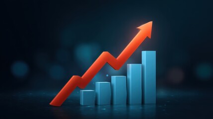 Vibrant Growth Chart Visualizing Business Expansion and Success with Colorful Bars and an Upward Arrow Symbolizing Positive Financial Trends and Progress