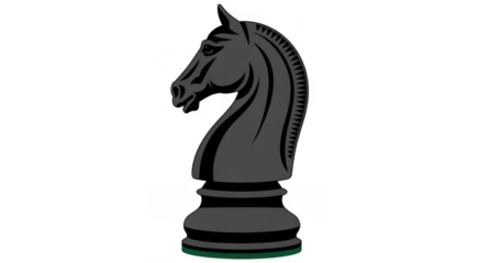 Black chess knight piece black chess piece game strategy isolated on a transparent background