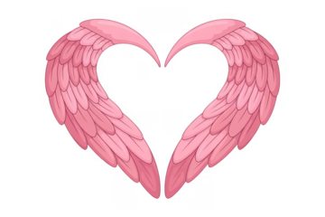 Pink heart shaped wings pink wings isolated on a transparent background