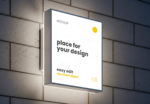 Back Light Wall Sign Mockup