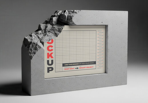 Horizontal Paper Mockup on Concrete Demolish