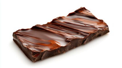 A rich dark chocolate bar showcasing a glossy and smooth surface, designed to indulge chocolate lovers with a potentially irresistible treat that's visually appealing.