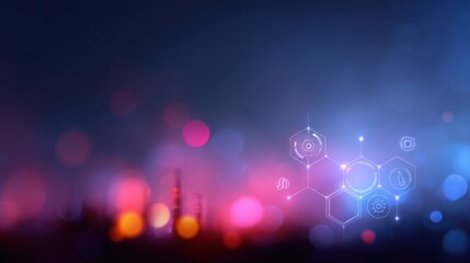 Abstract technology background with colorful bokeh and hexagonal shapes depicting data science, innovation, and digital transformation concepts