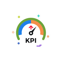 Kpi, Key performance indicator icon logo flat vector design
