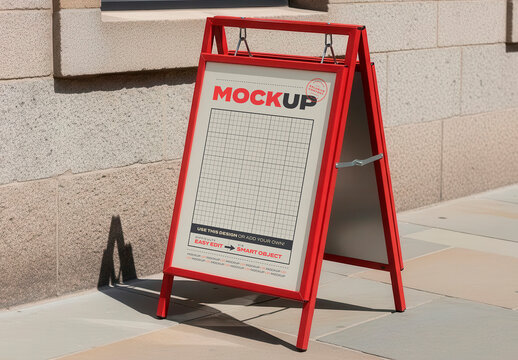 Sandwich Sign on Street Mockup