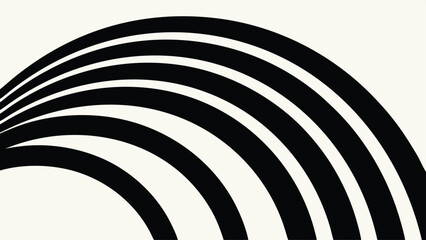 Black Curved Stripes Forming a Rainbow Shape on a Cream Background abstract