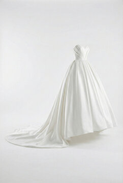 Elegant white ball gown wedding dress with long train