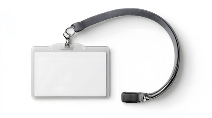 Id Card in workplace: A close-up shot of an identification badge, blank and ready for personalization. Perfectly portraying its practical design, perfect for professional or event purposes.