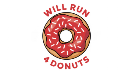 Red Donut with Sprinkles and Text isolated on a transparent background