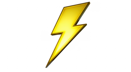 Yellow Lightning Bolt symbol electricity isolated on a transparent background