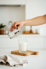 Woman in the foreground serving milk