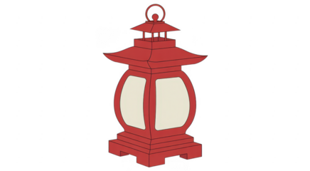 Red Chinese lantern red lantern Asian decoration light isolated on a transparent background