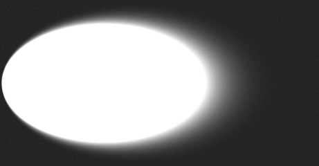 Soft white oval light glow overlay with smooth feathered edges, subtle film grain texture and transparent background for modern creative design