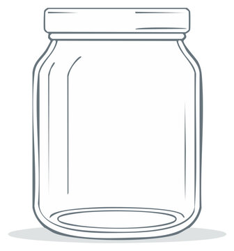 Simple hand drawn sketch of an empty glass mason jar with a closed lid
