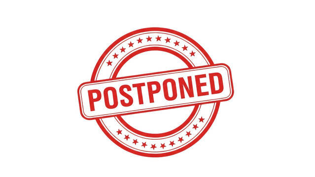 Red postponed stamp icon isolated on transparent background