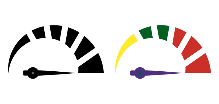 Speedometer icons with and without color segments.