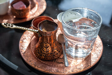 Traditional Bosnian Coffee Served Copper