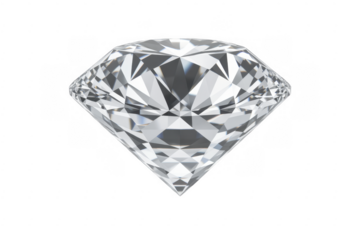 Large diamond with many facets gemstone sparkling shiny isolated on a transparent background