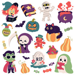 Big Halloween Cartoon Character and Element Collection